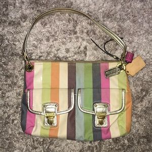 Coach legacy stripe multicolor shoulder bag